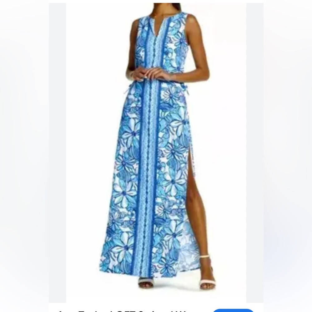 Lilly Pulitzer Donna Maxi Romper in  Succulent Blue Engineered Size Medium.